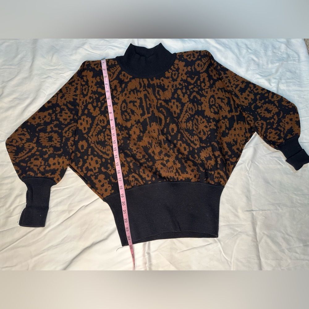 Vintage 80s Jaeger Batwing Wool Sweater Bold Jacquard Knit Great Britain EUC S/M - Picture 6 of 8